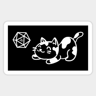 Cat with D20 Dice Cute and Funny TRPG Tabletop RPG Gaming Addict Magnet